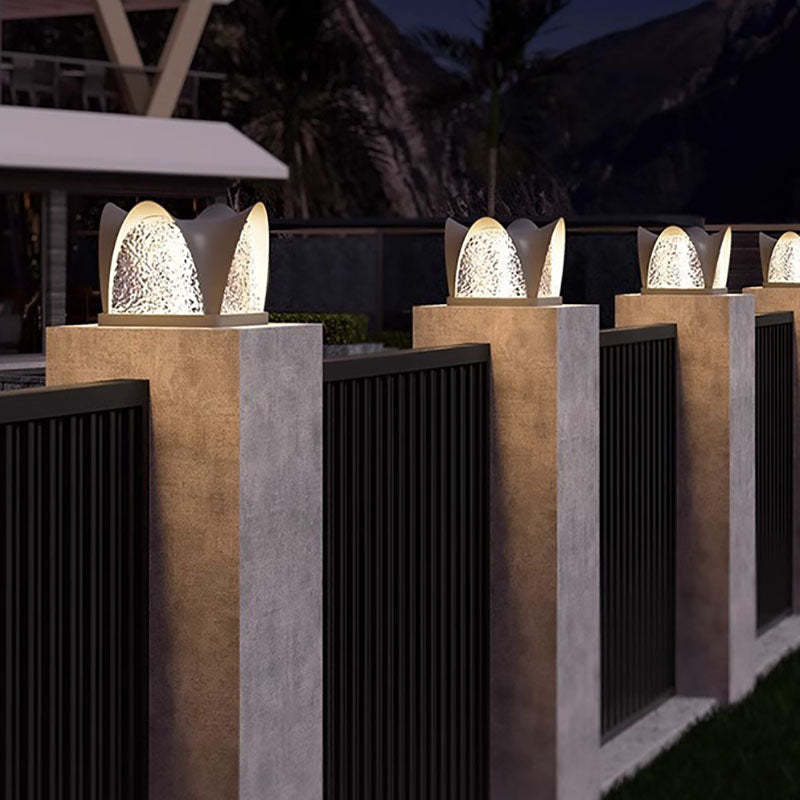 Art Deco Solar Curve Cube LED Outdoor Landscape Light
