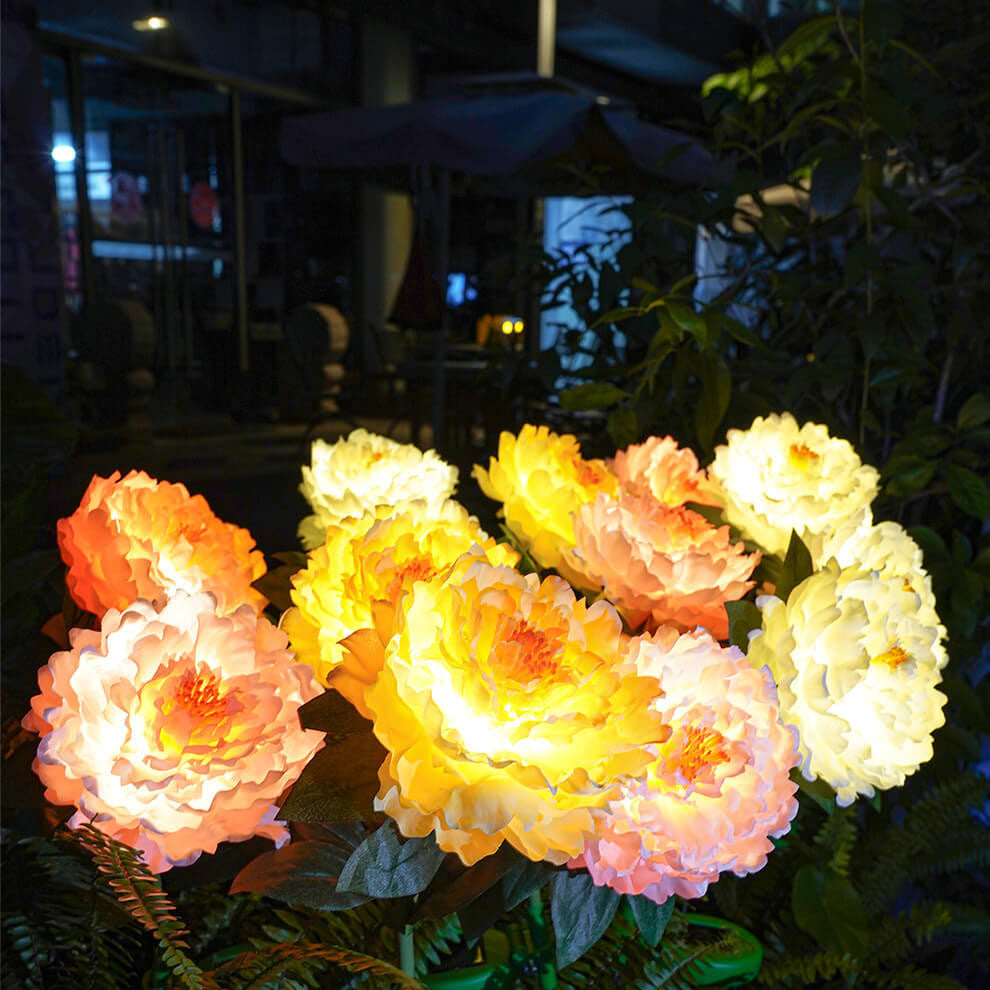 Modern Peony Flower Solar LED Outdoor Light