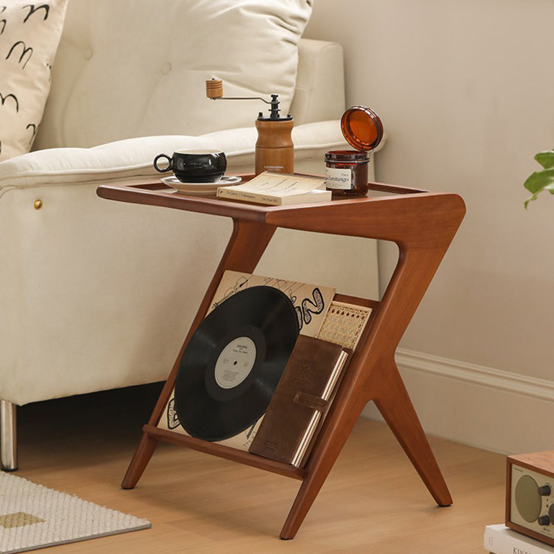 Japanese Rattan Rectangular Side Table 1-Shelf