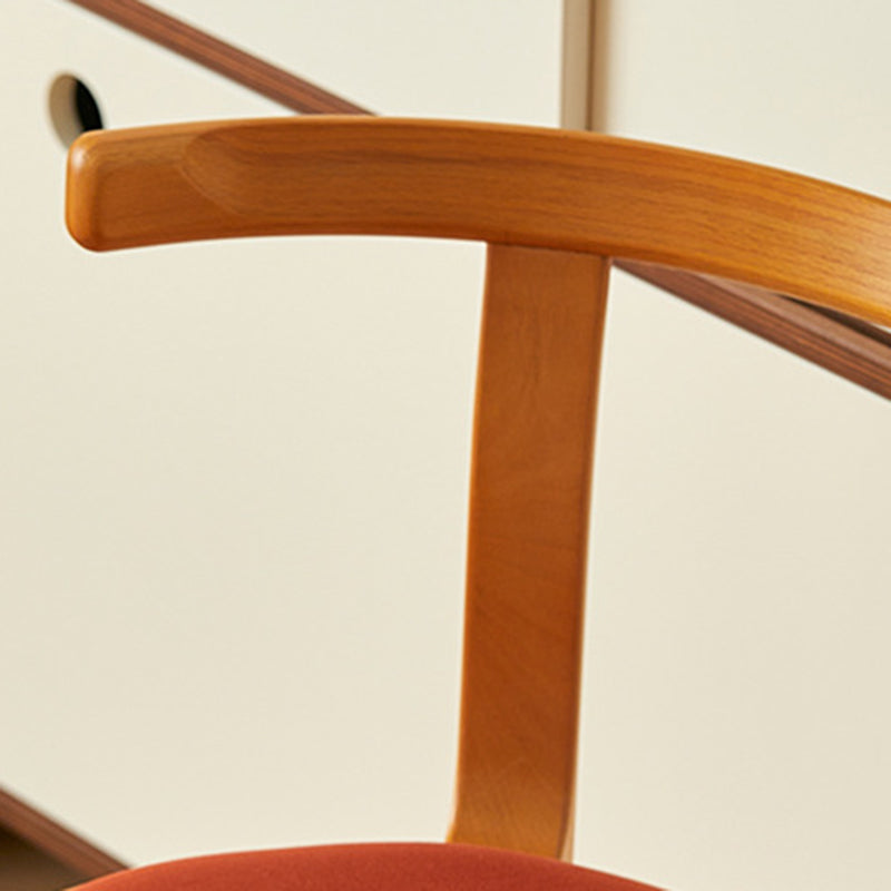 Chinese Wood Flannel Dining Chair — Black / Brown