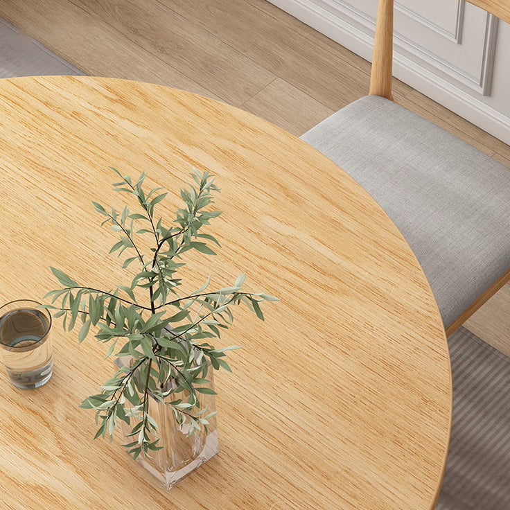 Minimalist Round Faux Slab Wood Dining Table