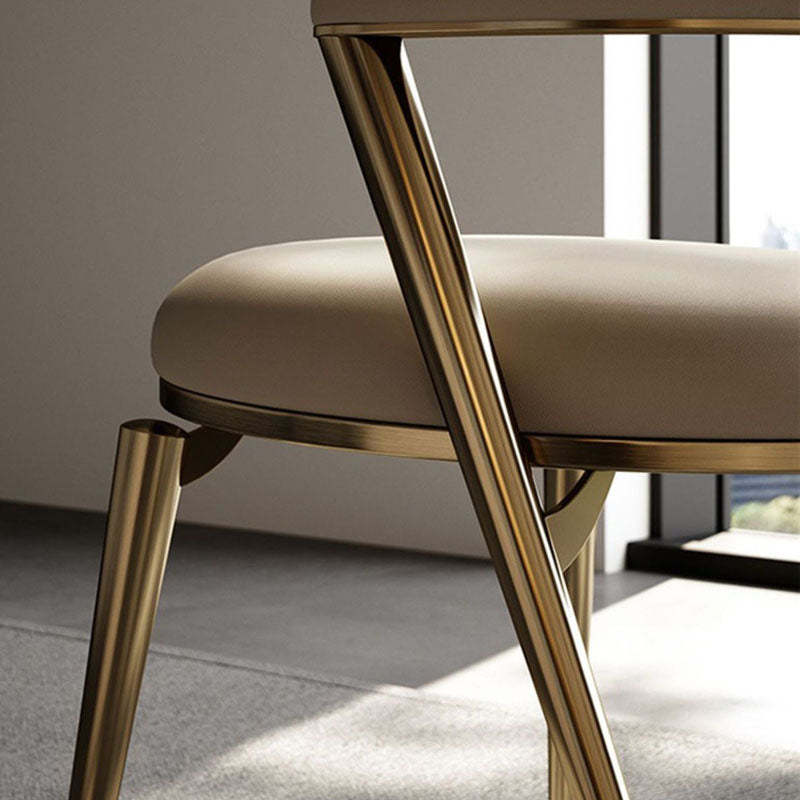 Modern Cushion Microfiber Leather Steel Dining Chair