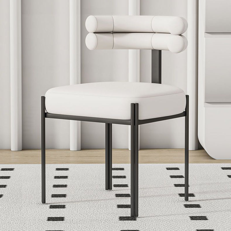 Contemporary Half-Arc Leather Metal Dining Chair