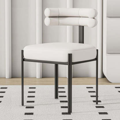 Contemporary Half-Arc Leather Metal Dining Chair
