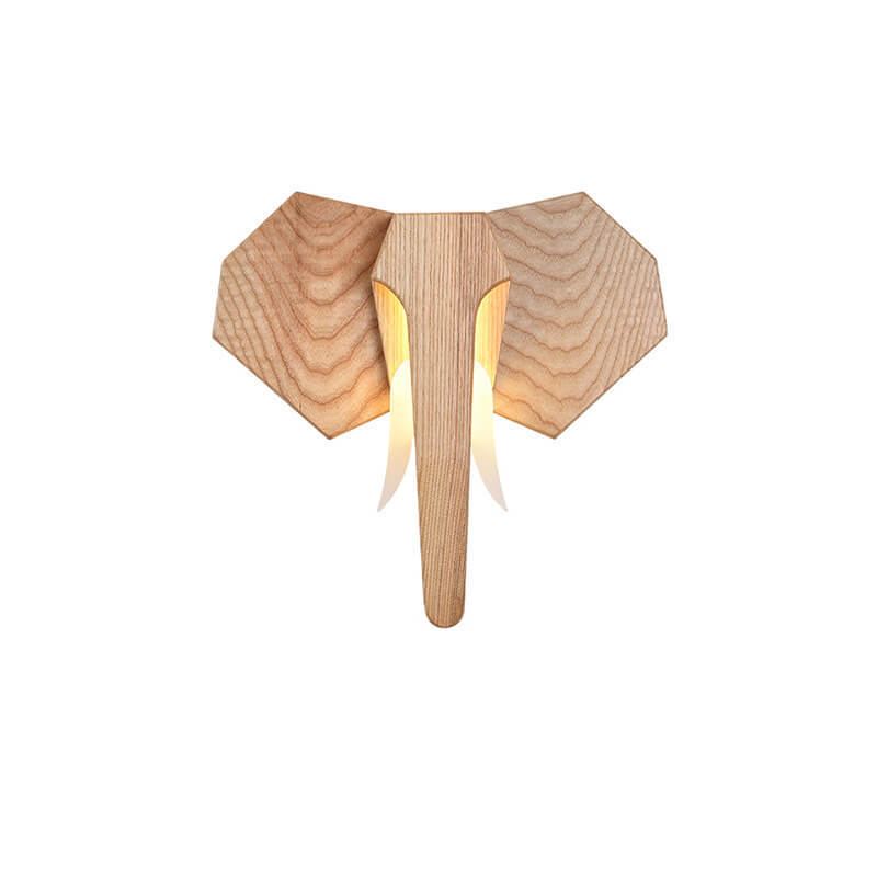 Nordic Solid Wood Elephant LED Sconce
