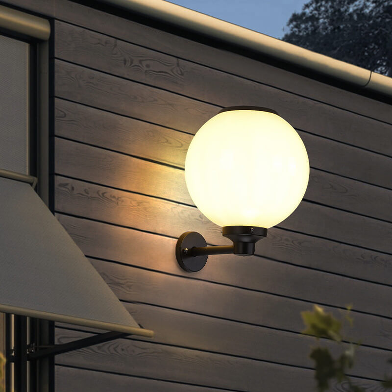 Modern Outdoor Solar Round Ball LED Wall Sconce