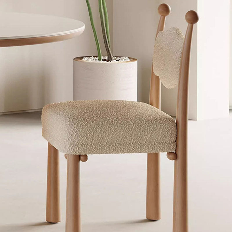 Modern Vertical Wood Lambswool Dining Chair