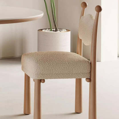 Modern Vertical Wood Lambswool Dining Chair
