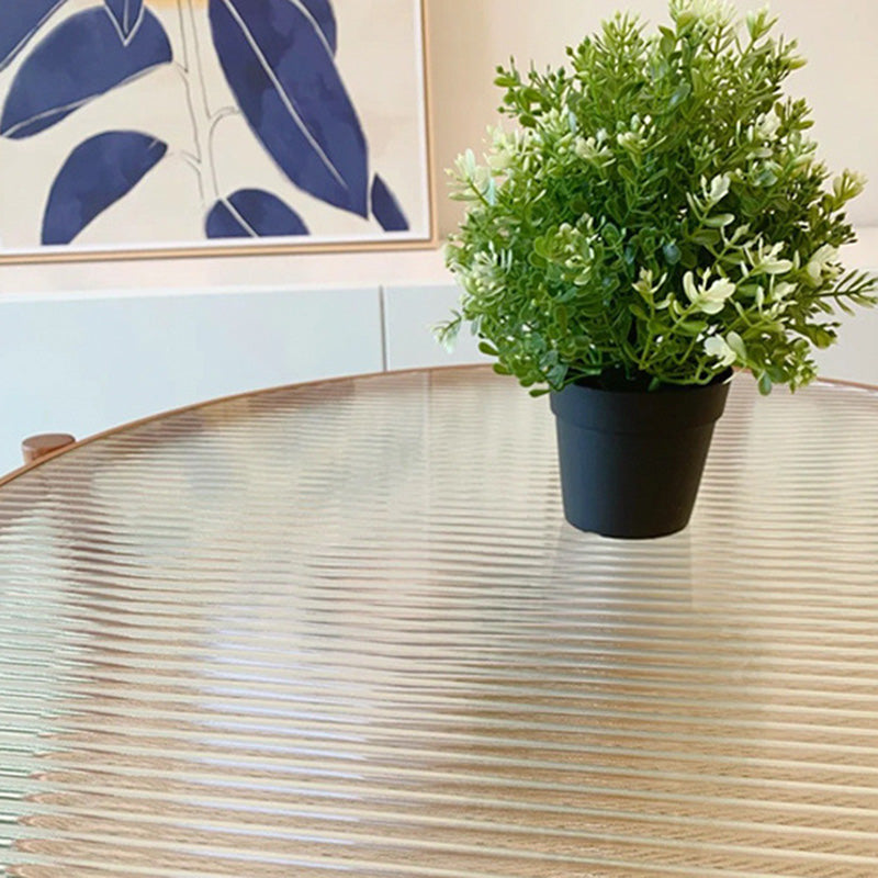 Minimalist Glass Rattan Wood 2-Tier Round Coffee Table — Walnut
