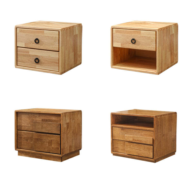 Modern Rubber Wood Metal 1/2-Drawer Nightstand