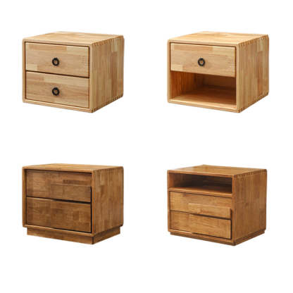 Modern Rubber Wood Metal 1/2-Drawer Nightstand