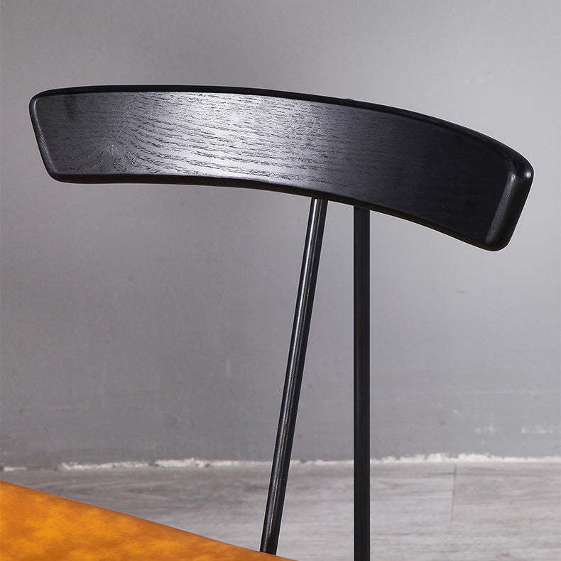 PU Leather Metal Curved Dining Chair — Black Backrest + Smoke Gray Seat