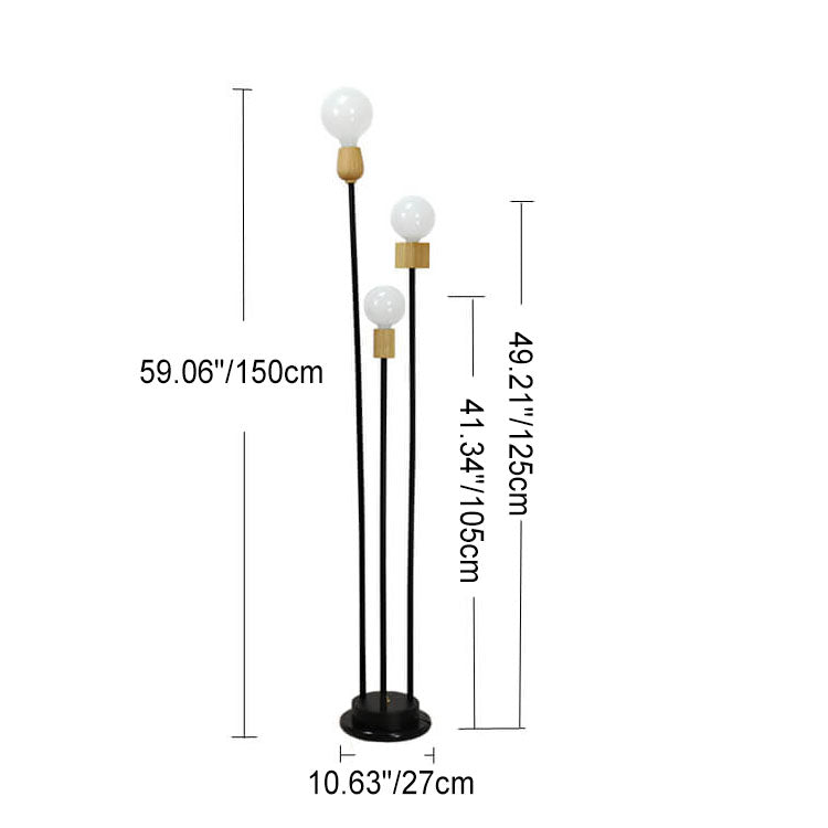 Industrial Retro Iron Black Glass Ball Floor Lamp