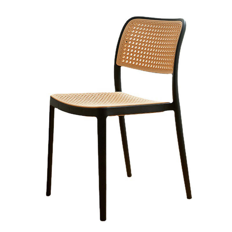 Rattan-Look Plastic Stackable Dining Armchair