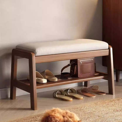 Scandinavian Tech Cloth Wood 1-Shelf Shoe Storage — Cherry Wood Color