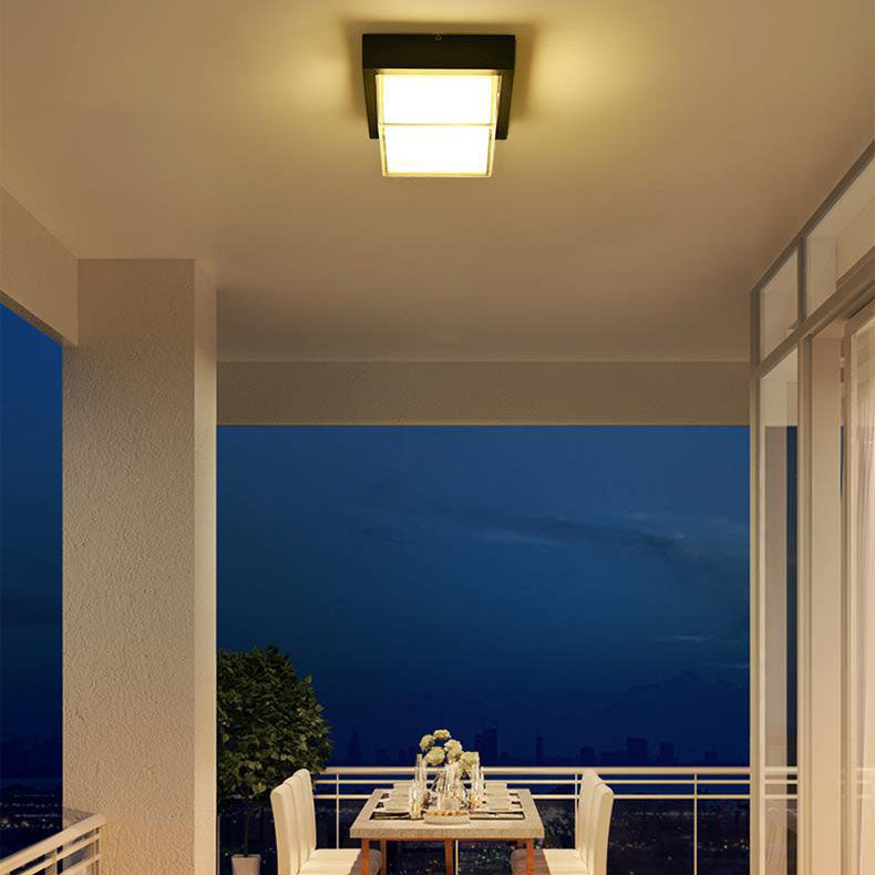 Die-Cast Aluminum Square Outdoor LED Flush Ceiling Light