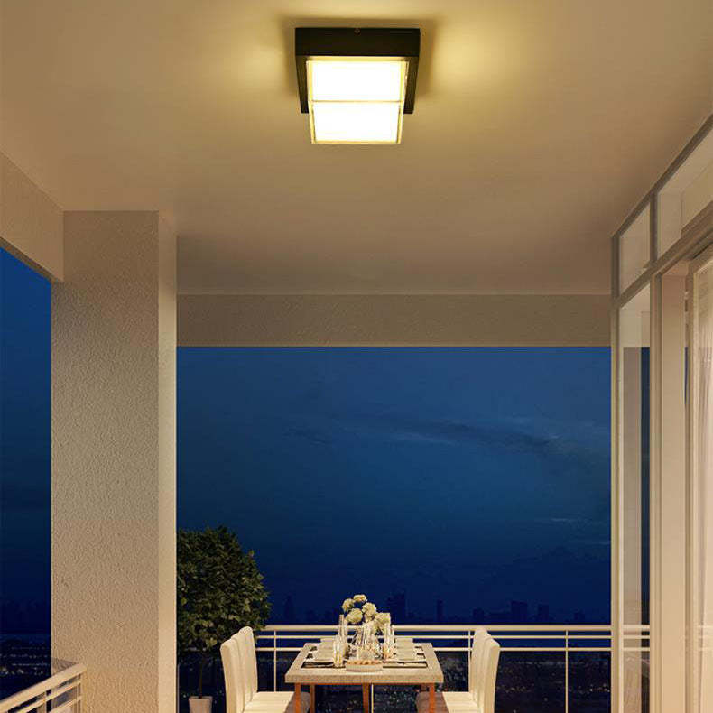Die-Cast Aluminum Square Outdoor LED Flush Ceiling Light