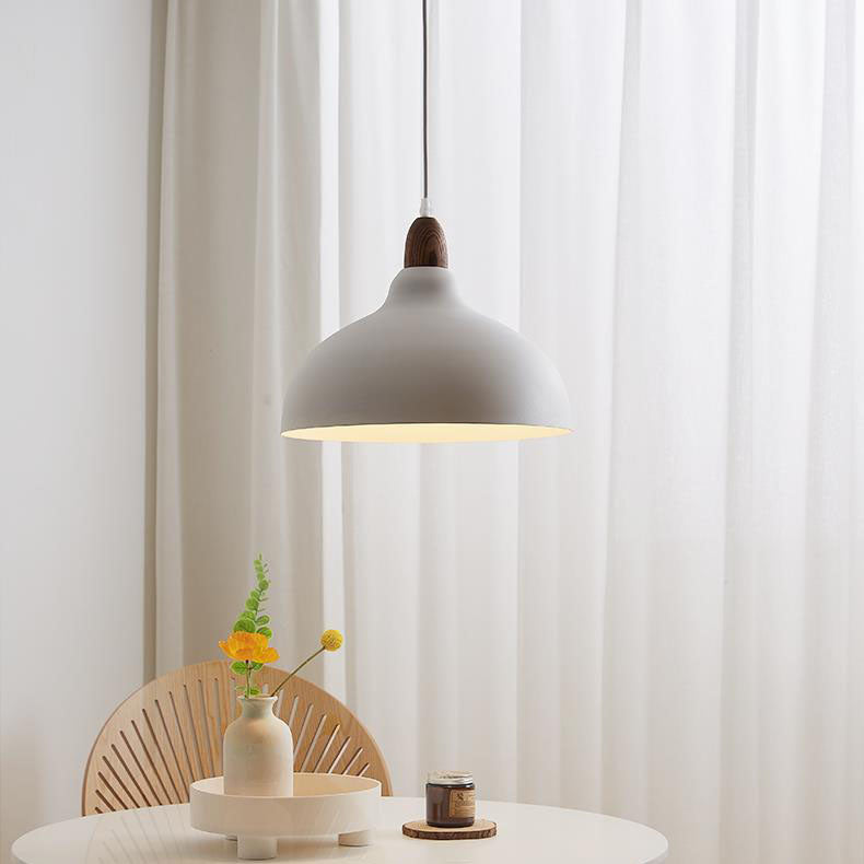 Lighom japanese solid dome wood pendant lighting — 7.09" H x 7.48" Dia x 78.74" L / 220V-240V (UK/AU)