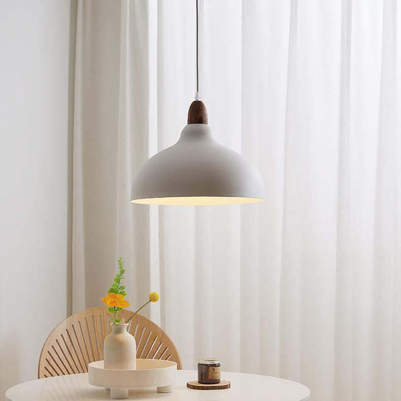 Japanese Solid Wood Dome Pendant Light