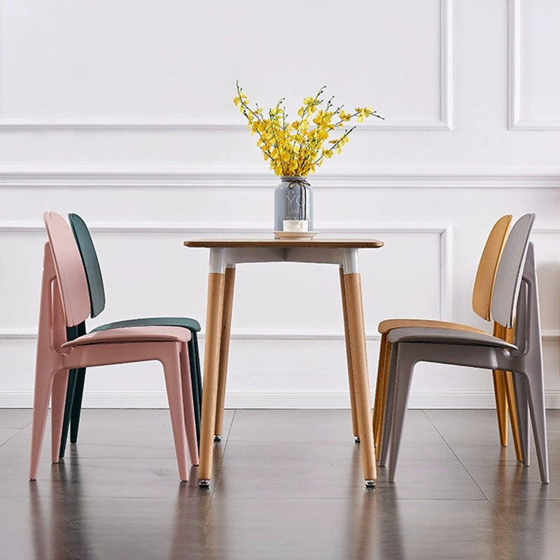 Minimalist Plastic Square-Frame Dining Chair — Green