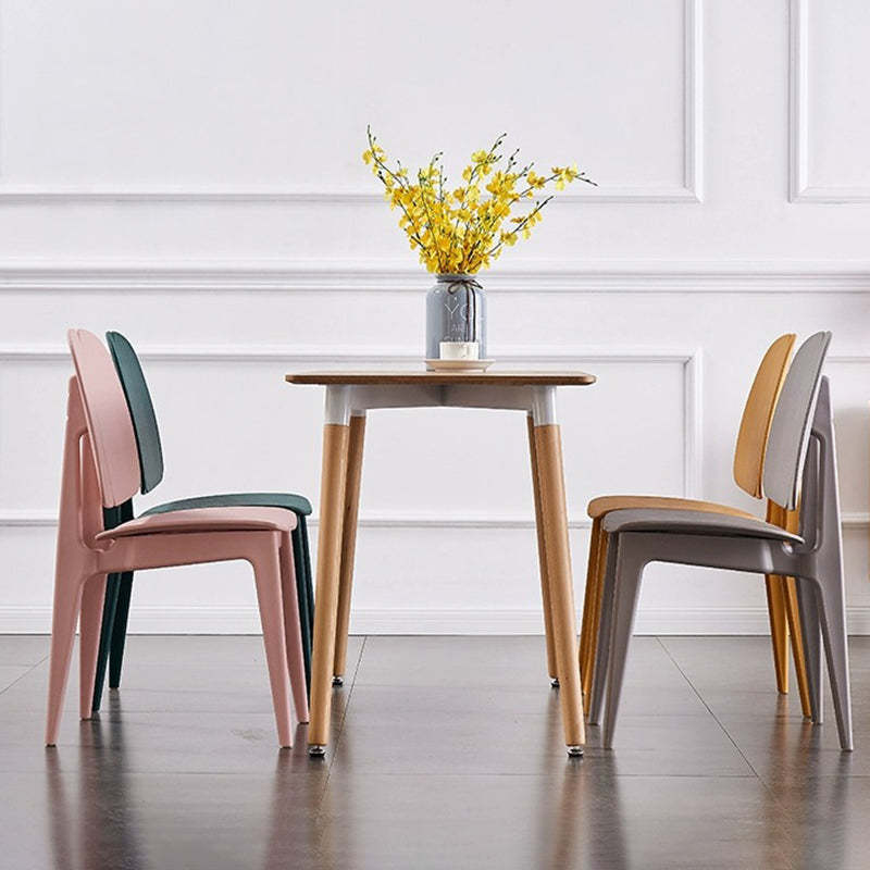 Minimalist Plastic Square-Frame Dining Chair — Green