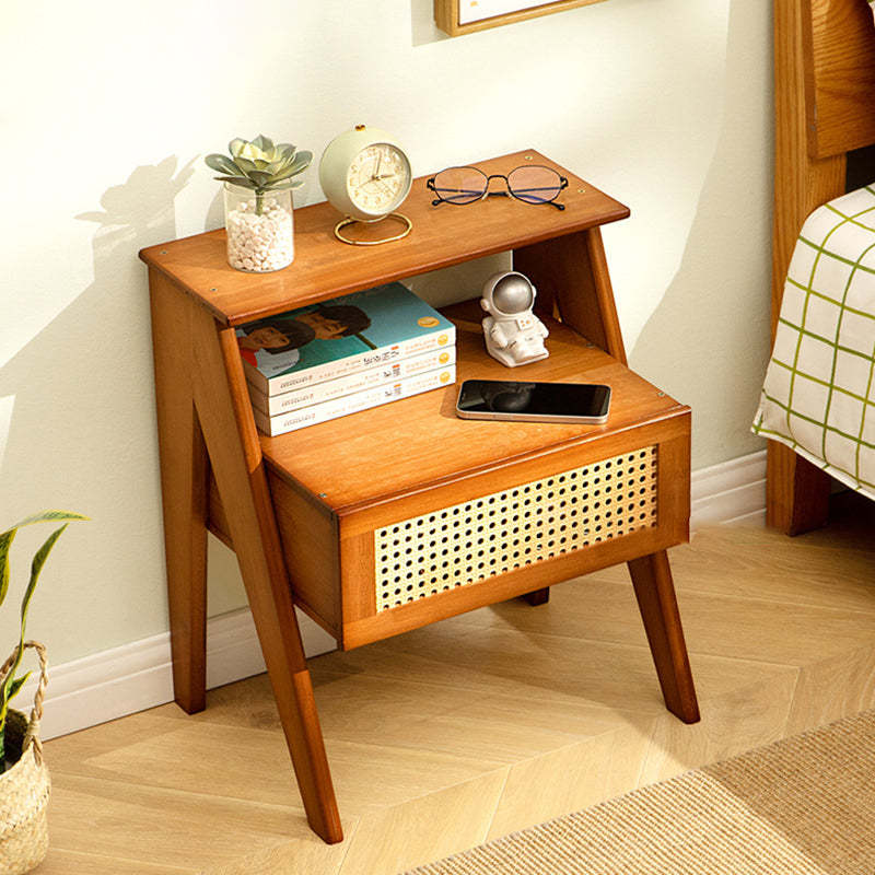 Contemporary Rectangular Wood 1-Drawer End Table