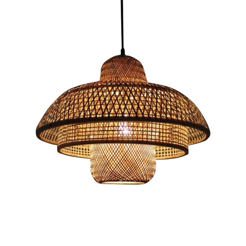 Japanese Vintage Triple Bamboo Pendant Light