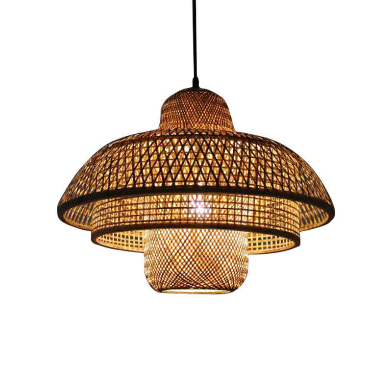 Japanese Vintage Triple Bamboo Pendant Light