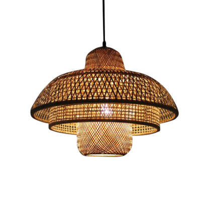 Japanese Vintage Triple Bamboo Pendant Light
