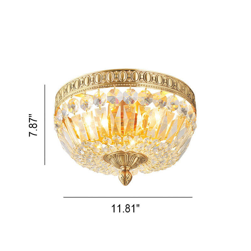 French Vintage Crystal Round 3/5/9-Light Flush Mount