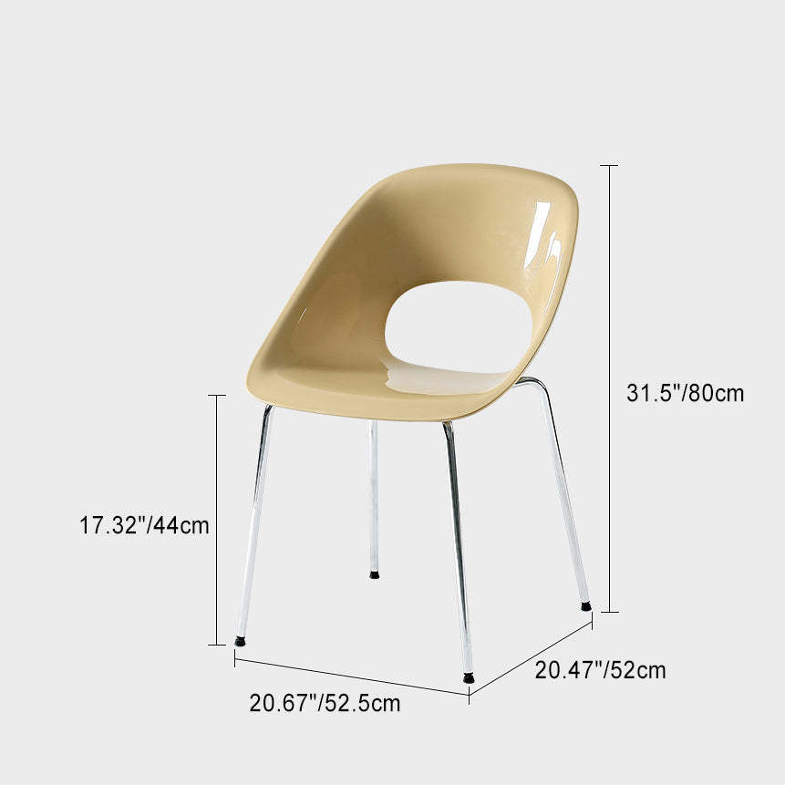 Hollow Back Metal Dining Chair — Green