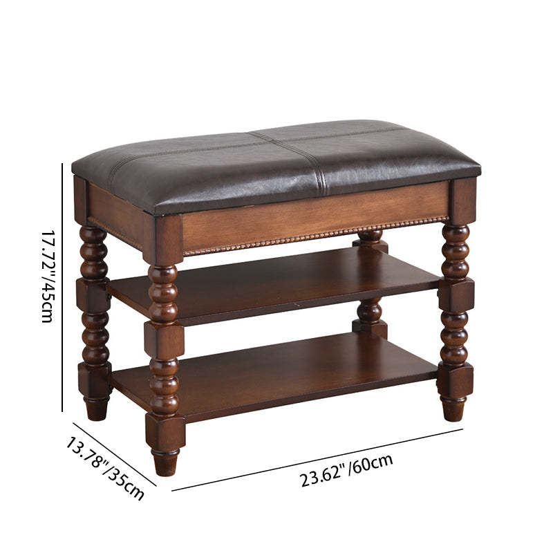 European Wood Leather Vanity Stool