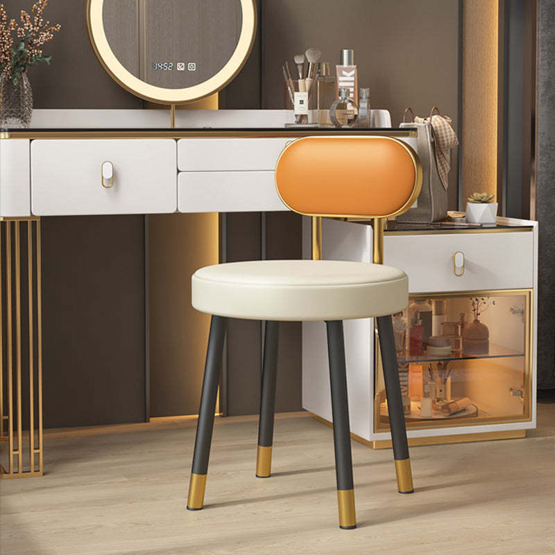 Nordic PU Leather Round Vanity Stool