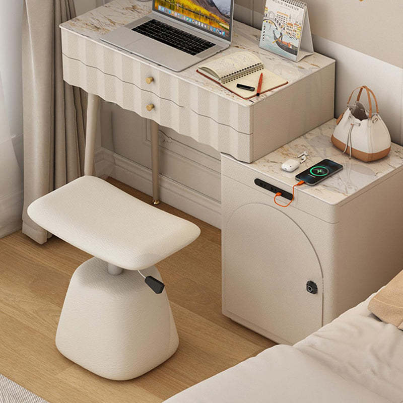 Contemporary Leather Height-Adjustable Vanity Stool