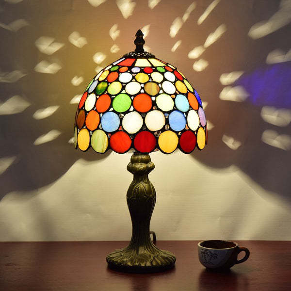 Traditional Tiffany Dome Aluminum Glass Table Lamp