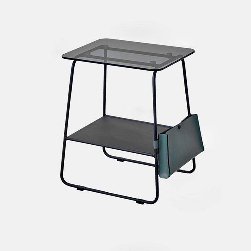 Minimalist Glass Iron 2-Tier Coffee Table