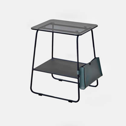 Minimalist Glass Iron 2-Tier Coffee Table