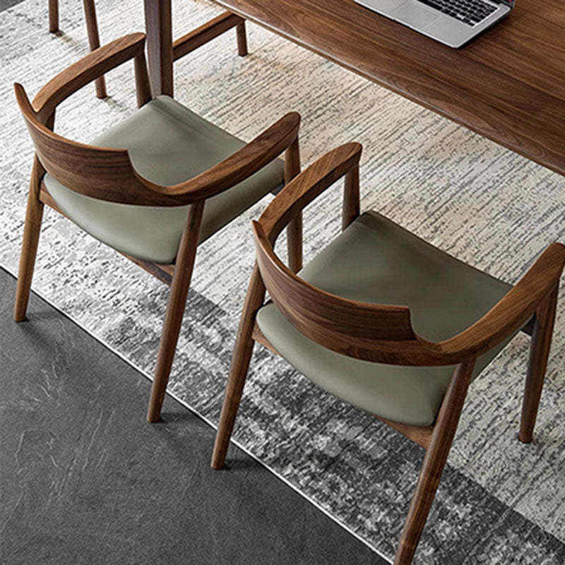 Traditional Chinese Walnut Curved Dining Chair