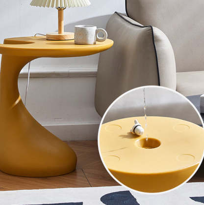 Contemporary Oval Base Plastic End Table — Blue