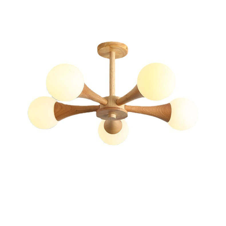 Japanese Log Fork Semi-Flush Ceiling Light