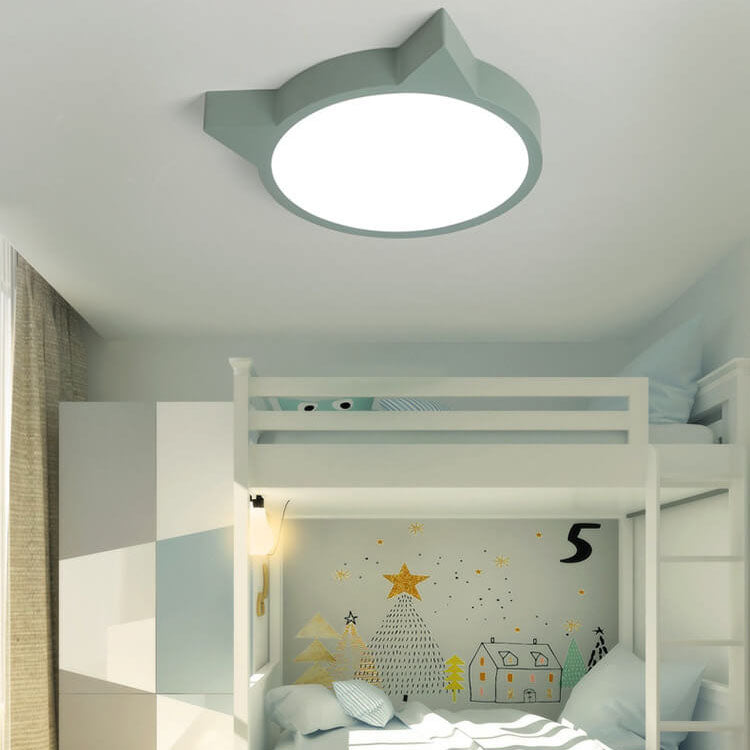 Nordic kids macaron green flush mount lighting in acrylic — Small (12"H / Cool White (6000K) / Pink