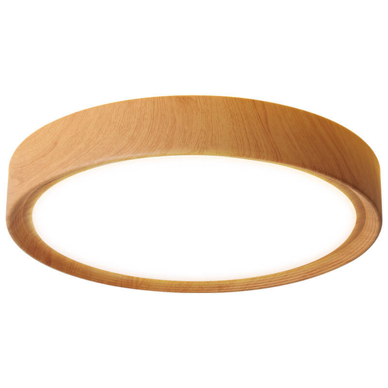 Minimalist Round Wood Grain Flush Mount Light