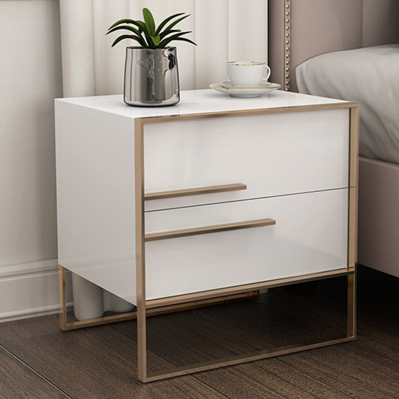 Modern Cubic Solid Wood Steel Nightstand — Black