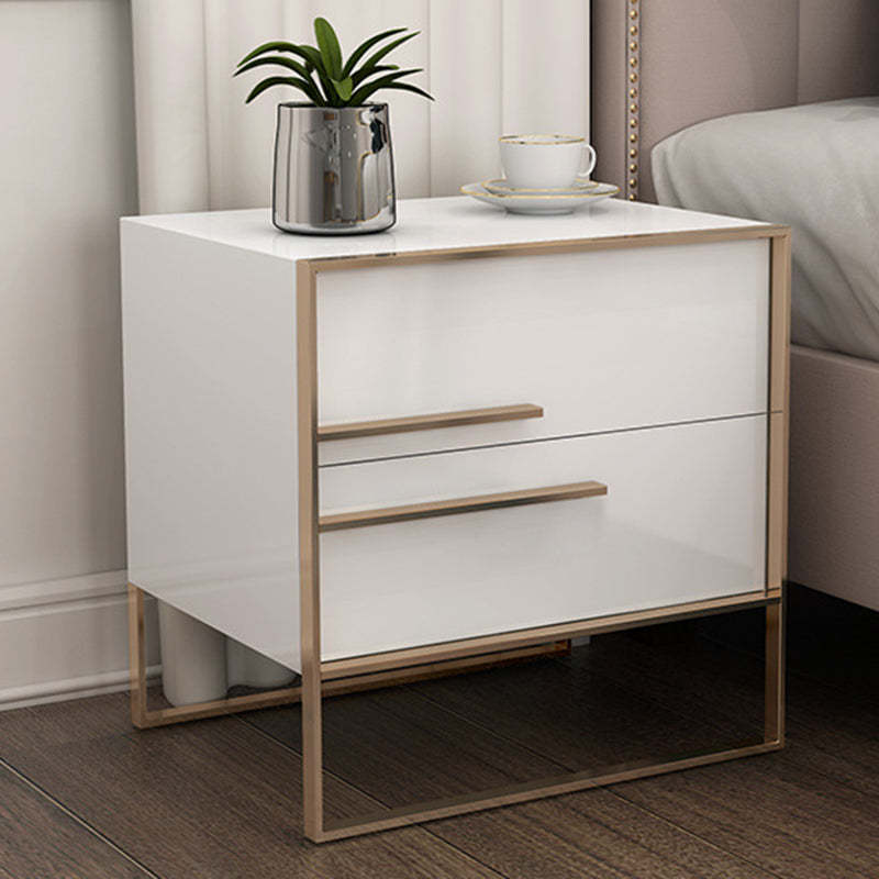 Modern Cubic Solid Wood Steel Nightstand — Black