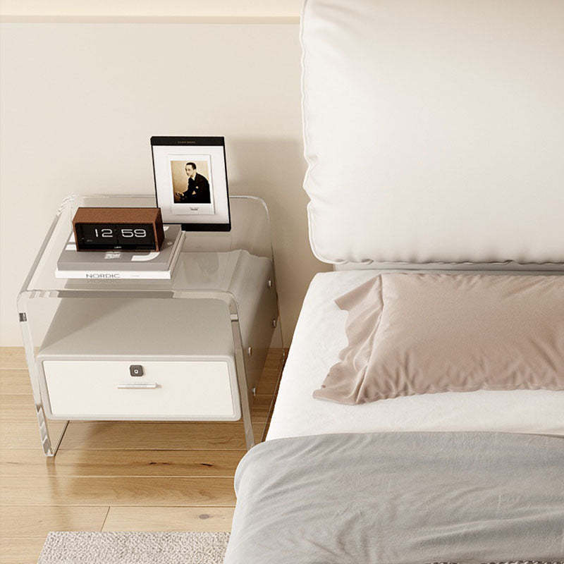 Minimalist Acrylic Wood Metal 1-Drawer Nightstand