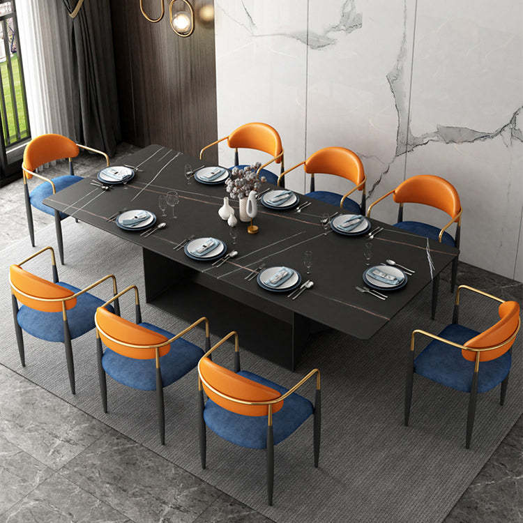 Nordic Half Round Velvet Leather Iron Dining Chair