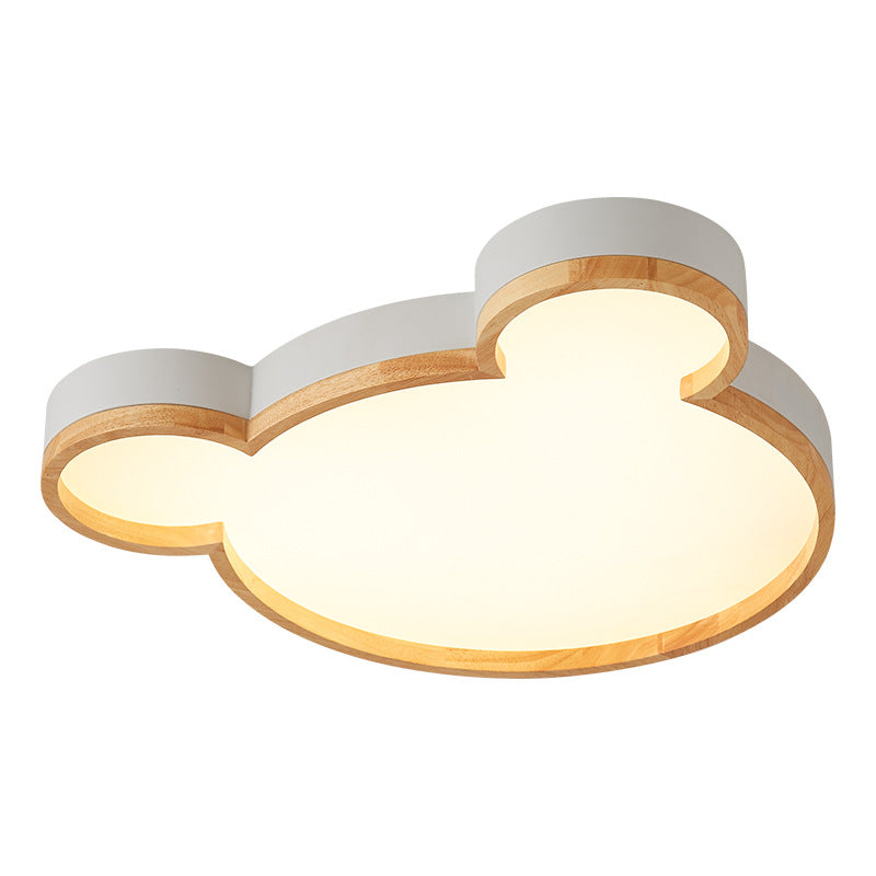 Nordic Wood Bear LED Kids Flush Mount Light