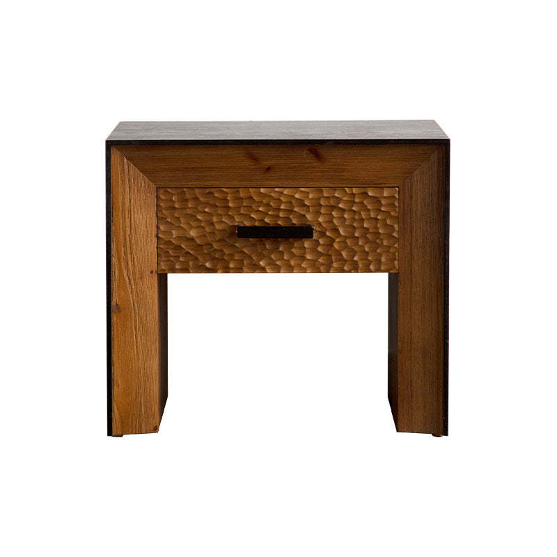 Vintage Solid Wood Engineered Wood Veneer 1-Shelf Side Table