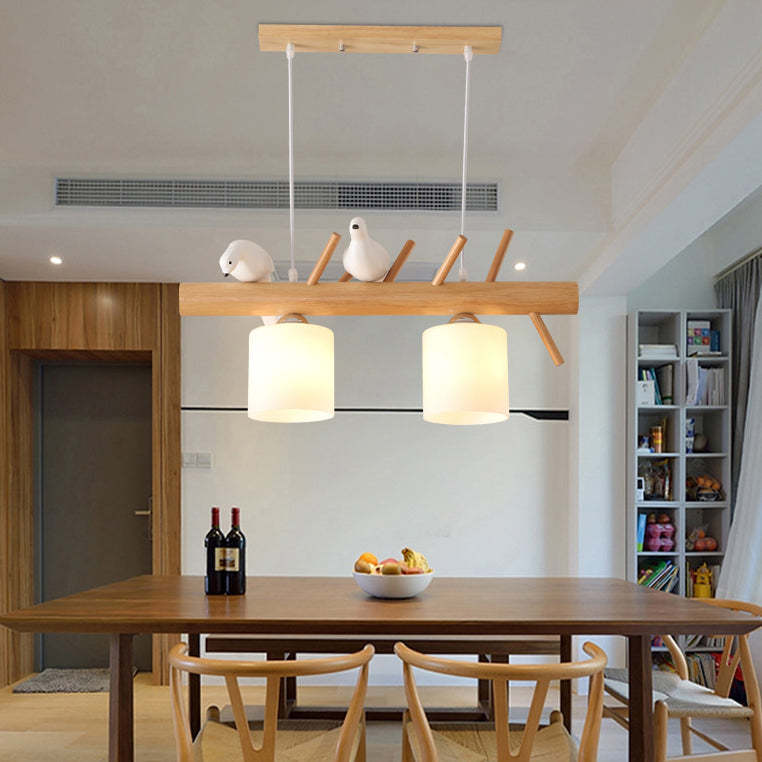 Scandinavian Bird Branch Log Island Chandelier