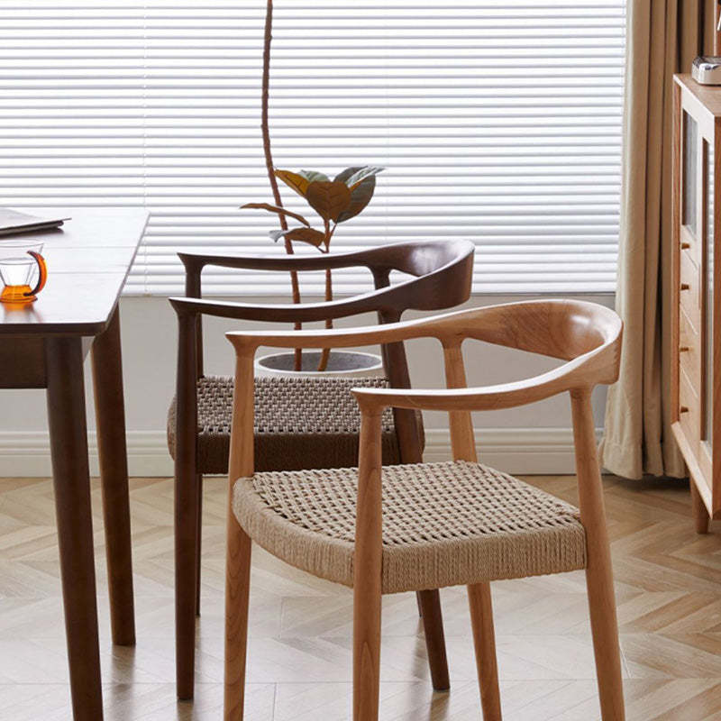 Vintage Braided Rope Wood Dining Chair